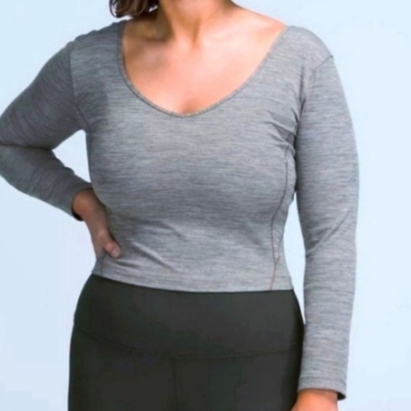 Lululemon Align Heather Gray Long Sleeve Crop Top S - Picture 1 of 8